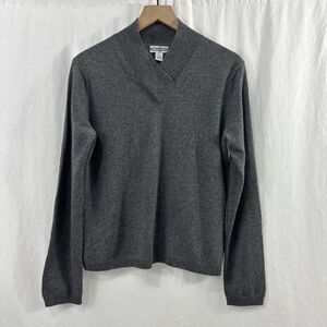 Investments 100% Cashmere Vneck Gray Long Sleeve Sweater Womens Size L Classic